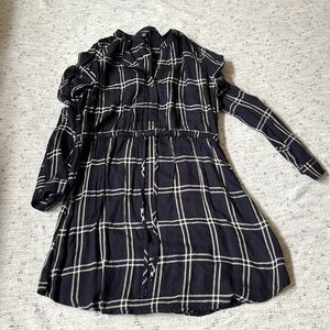 Navy Blue and White Plaid Dress